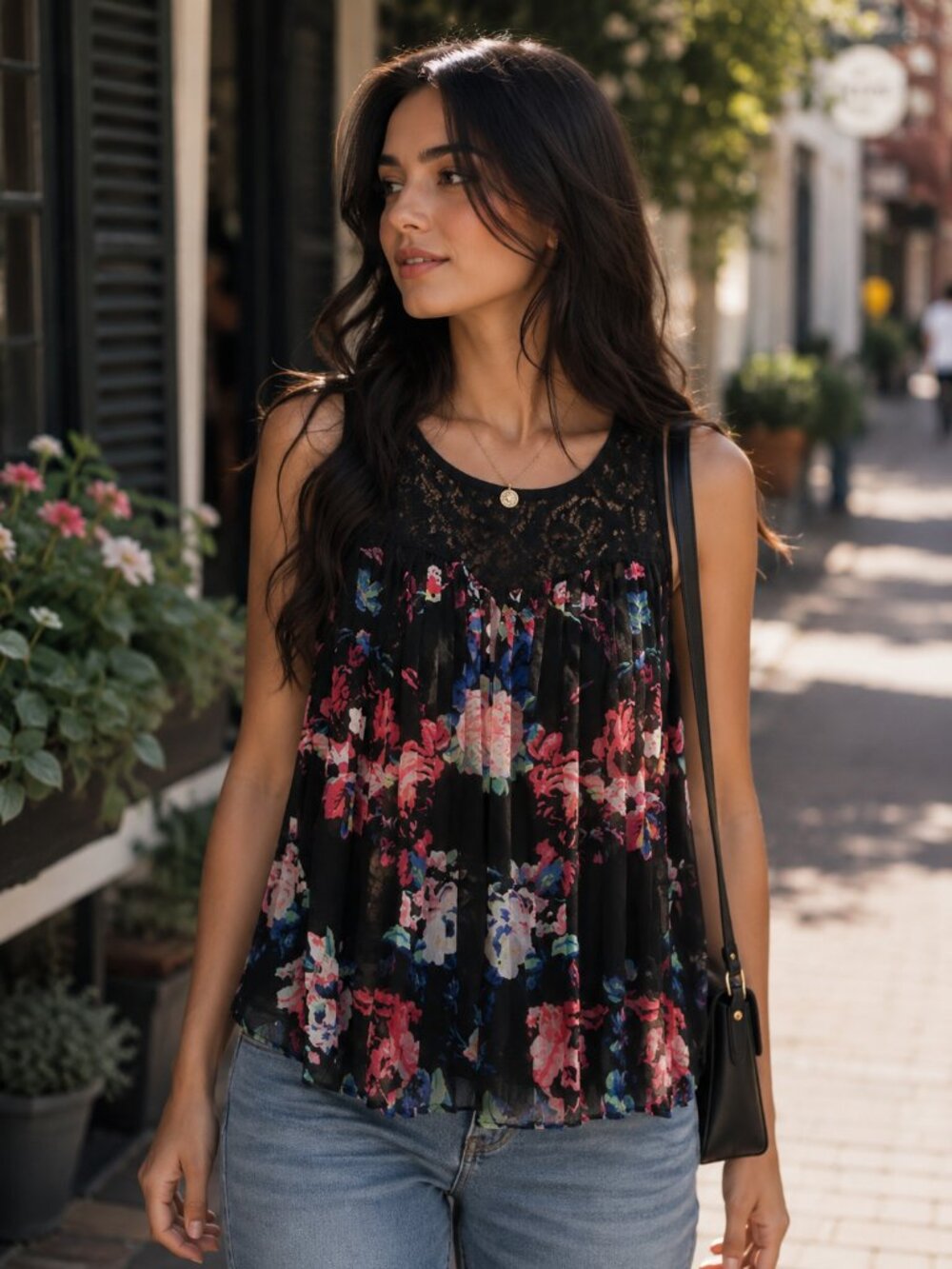 Floral Pleted Tank Top